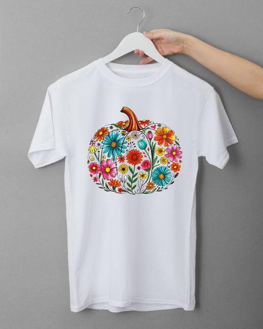 🎃 Cute Floral Pumpkin T-Shirt – Fall Vibes in Full Bloom 🍂