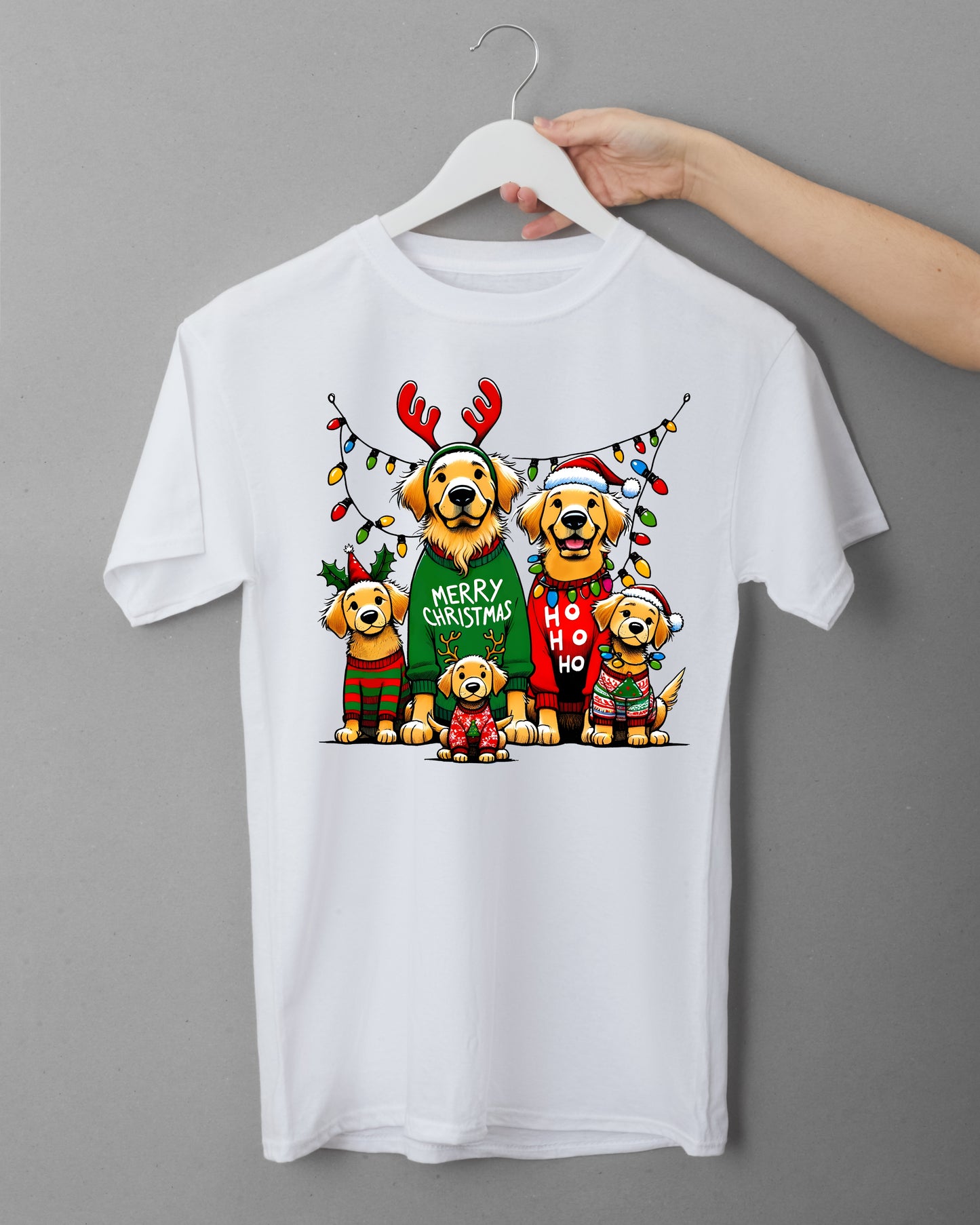 🎄🐾 "Lit for the Holidays" T-Shirt – Cute Dogs Wearing Christmas Lights 🎁✨