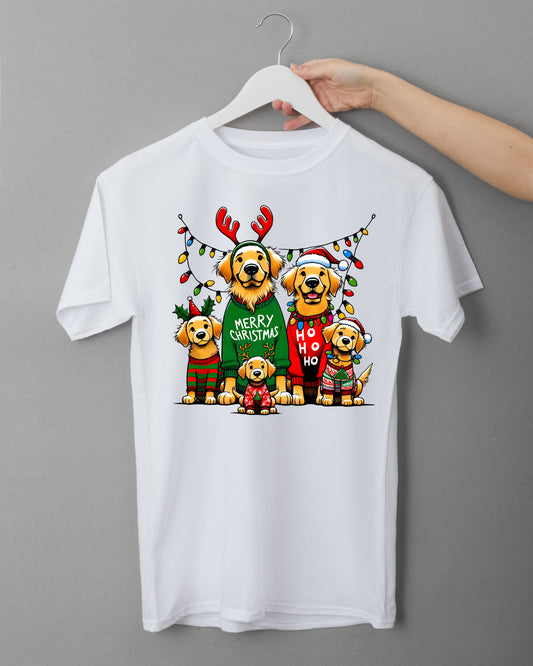 🎄🐾 "Lit for the Holidays" T-Shirt – Cute Dogs Wearing Christmas Lights 🎁✨